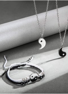 Yin Yang Friend or Couple Bracelet with Necklace Set, 2 Pieces Matching Adjustable Cord Bracelet, Pendant Chain for Friendship Boyfriend Girlfriend - pzsku/ZEF80A33C49D2B62D2A4AZ/45/_/1669975467/2a2e330b-ce74-450e-b3c3-efa7acc0fef9