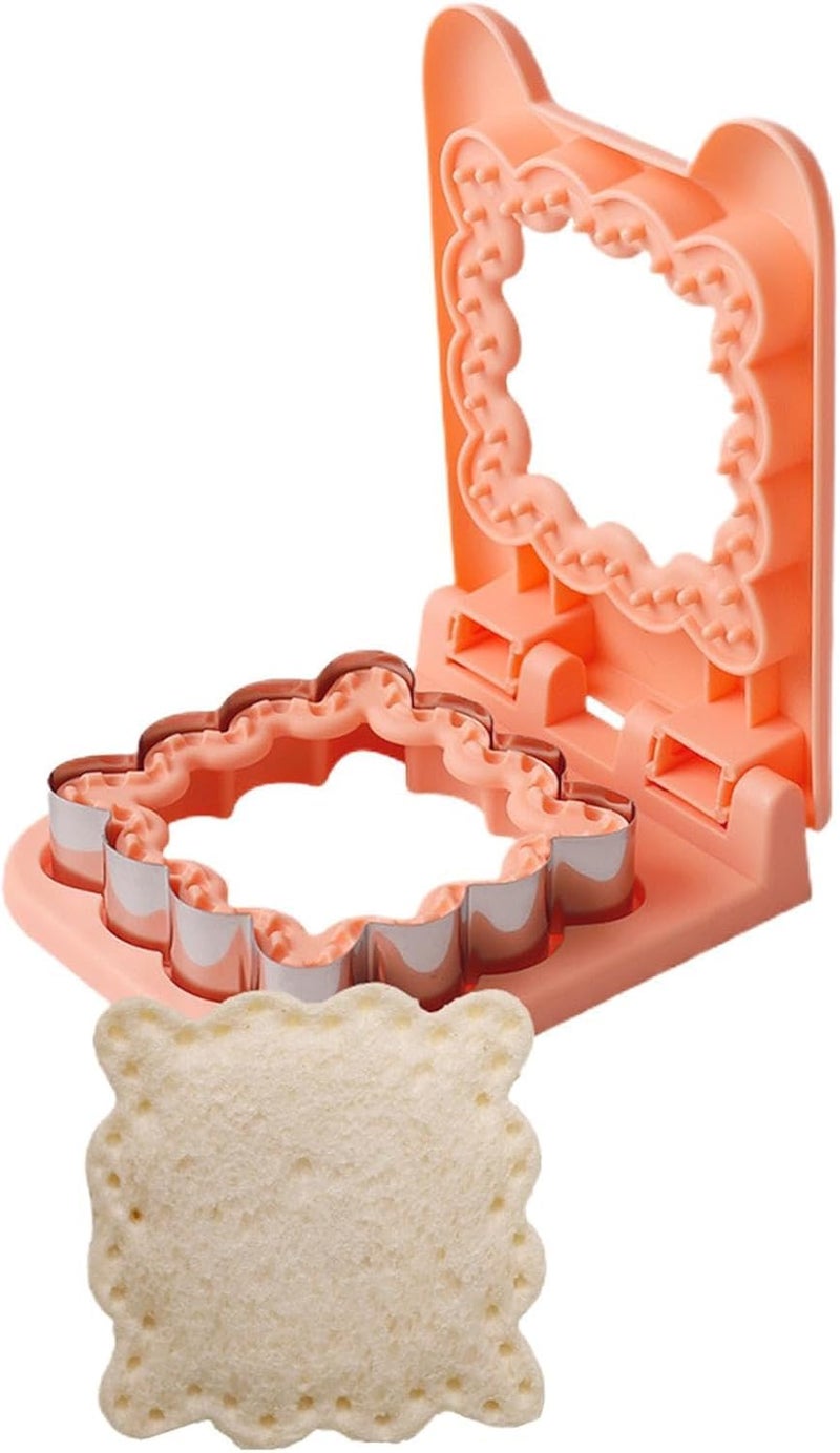 Sandwich Maker Shapes Sandwich Cutter and Sealer 2 in 1 Sandwich Molds Bread Cutter for School Picnic Vacation Camping Pancake Maker Kitchen Tools and Gadgets Cookie Cutter Sandwich (Orange, Bubbles)