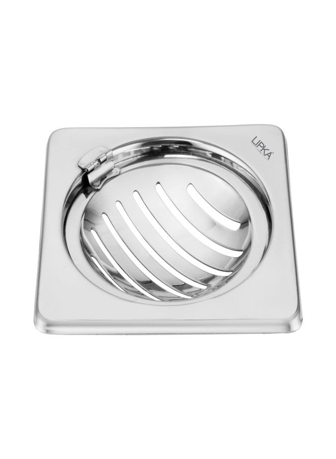 LIPKA Pack of 2 Eon Square with Classic Jali Floor Drain |Premium Stainless Steel |5 x 5 Inches| with Hinge| - Image 1