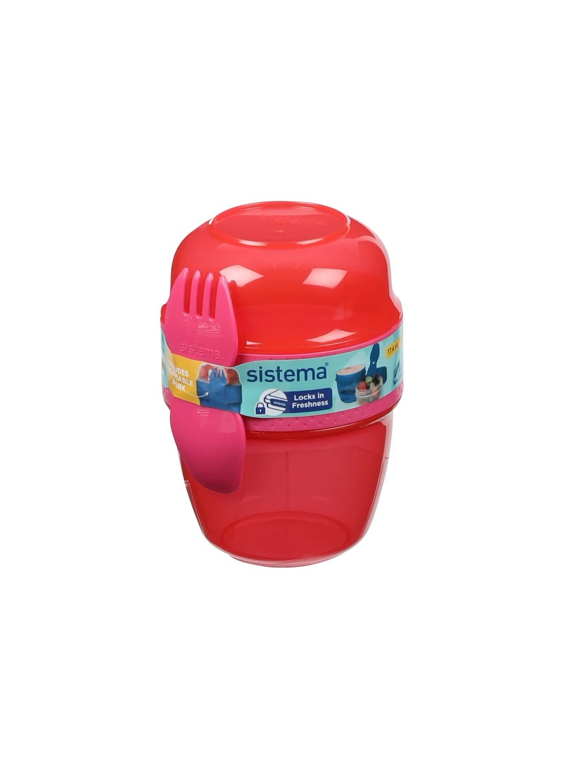 Sistema Snack Capsule TO GO 515 mL with Spork-Pink