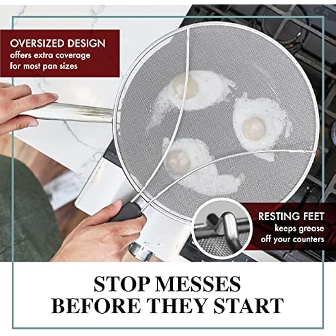 FDTY 1 Pcs Splatter Screen For Frying Pan  13 Inch Stainless Steel Grease Splatter Guard  Cover Oil Splash When Sizzling Bacon Cooking Fried Chicken Or Popcorn - Image 4