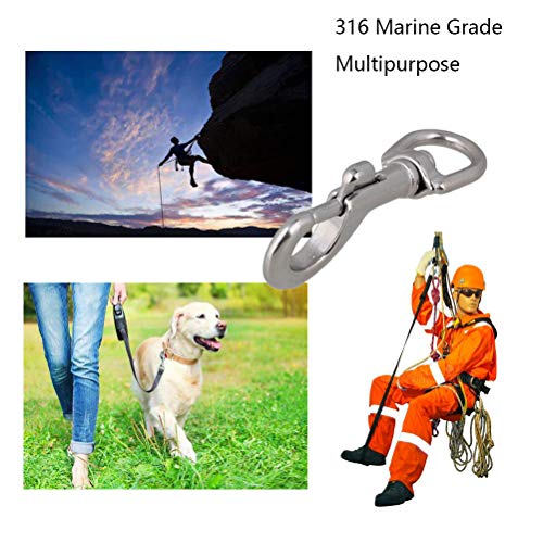 VUFVOID 4PCS Stainless Steel Swivel Eye Snap Hook, 316 Marine Grade Sliver Stainless Steel One Ended Bolt Snap Buckles for Water Bucket，Dog Leash，Pet Feed Bucket，Pet Hammock (90mm) - Image 4