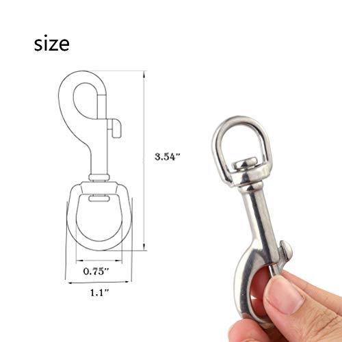 VUFVOID 4PCS Stainless Steel Swivel Eye Snap Hook, 316 Marine Grade Sliver Stainless Steel One Ended Bolt Snap Buckles for Water Bucket，Dog Leash，Pet Feed Bucket，Pet Hammock (90mm) - Image 2