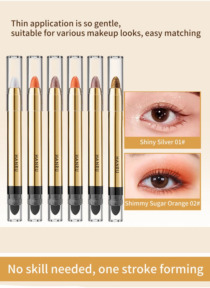 HANRU - Eyeshadow Stick Double End Metallic Shimmer Highlighting Soft Pigmented Shiny Waterproof Longlasting Eye Shadow Pencil for Women 1Pcs - Image 1