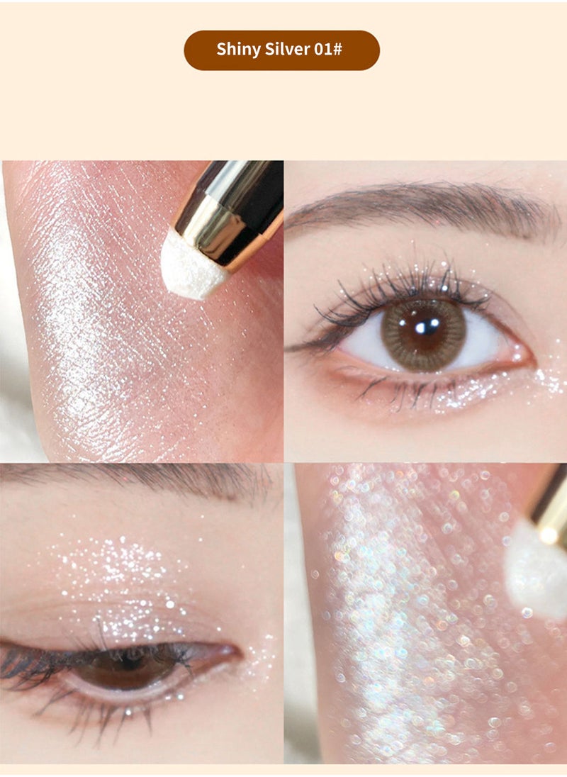 HANRU - Eyeshadow Stick Double End Metallic Shimmer Highlighting Soft Pigmented Shiny Waterproof Longlasting Eye Shadow Pencil for Women 1Pcs - Image 1