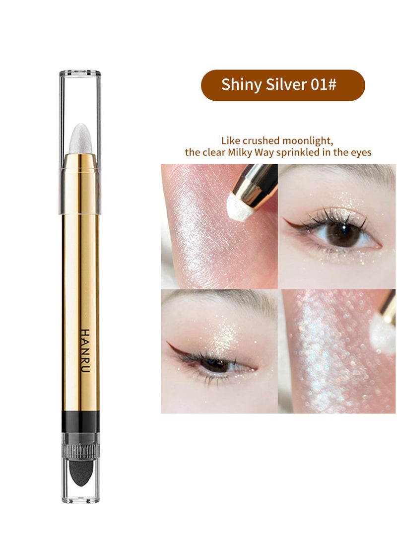 HANRU - Eyeshadow Stick Double End Metallic Shimmer Highlighting Soft Pigmented Shiny Waterproof Longlasting Eye Shadow Pencil for Women 1Pcs - Image 1