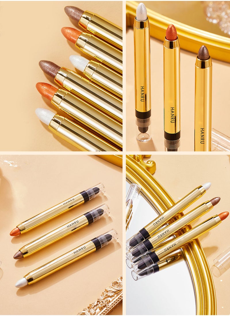 HANRU - Eyeshadow Stick Double End Metallic Shimmer Highlighting Soft Pigmented Shiny Waterproof Longlasting Eye Shadow Pencil for Women 1Pcs - Image 1