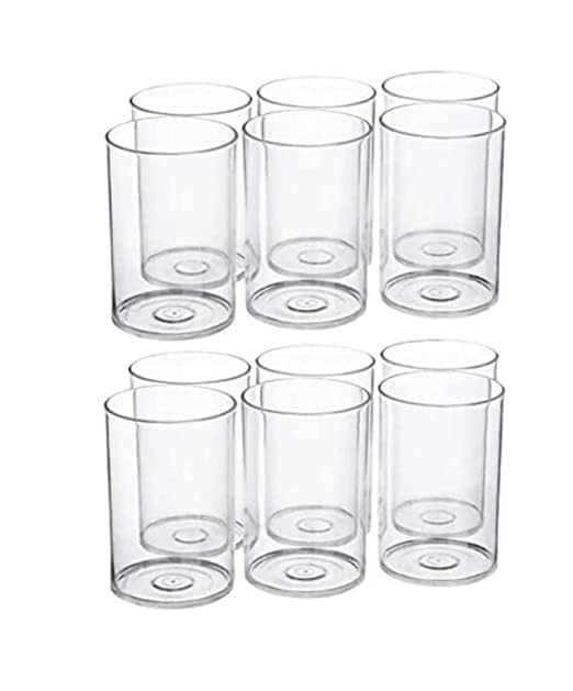 Coolkart Pack of 12 Transparent Nice Look Fiber Plastic Glass Glass Set 300 ml Glass Set WaterJuice Glass 300 ml Plastic Clear - Image 1