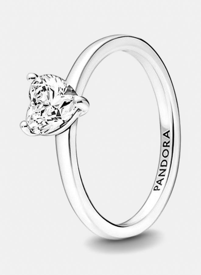 PANDORA Heart Sterling Silver Ring with Clear Cubic Zirconia 