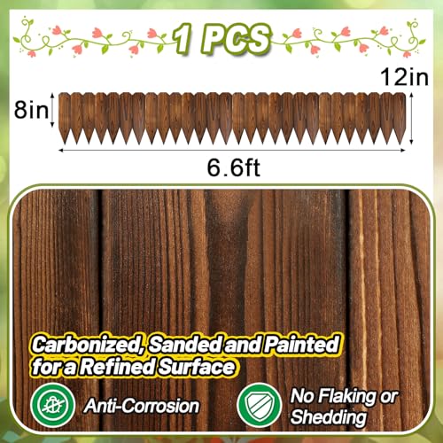 Alphatool Rustic Pine Wood Garden Fence - 6.6ft L*12in H Easy to Install Sturdy Wooden Landscape Edging Border, No Fading Planter Fencing for Yard Flower Bed Lawns Pathway Tree - Image 5
