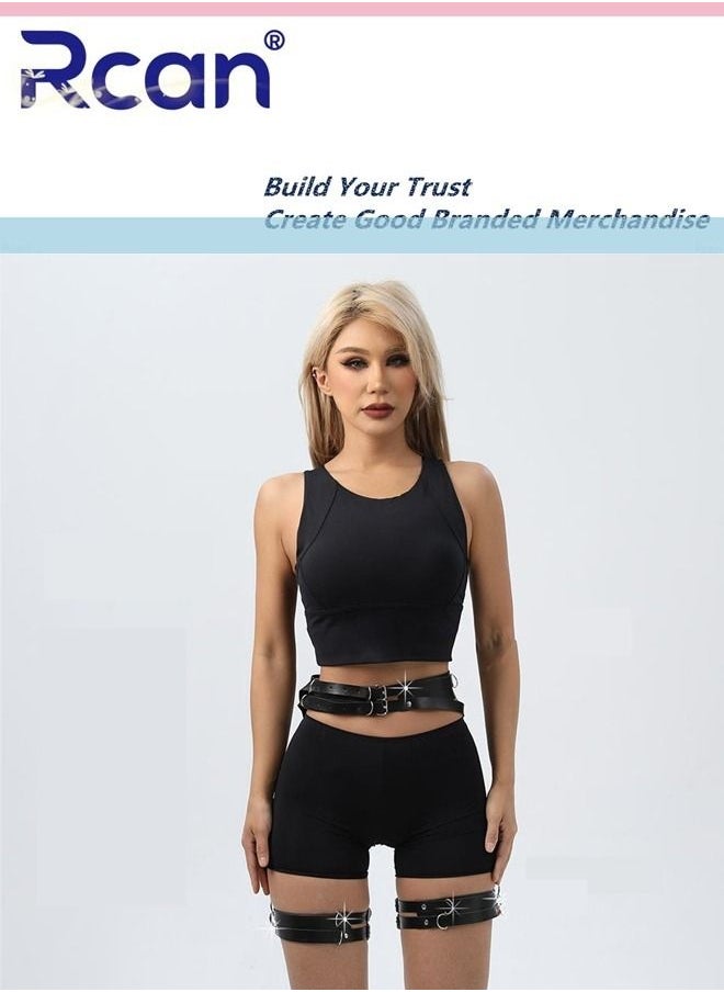 Rcan - Leather Belt Leg Loop Waist Leg Body Chain Garter Fashion Body Accessories Punk Rock Waist Chain for Women - Image 1