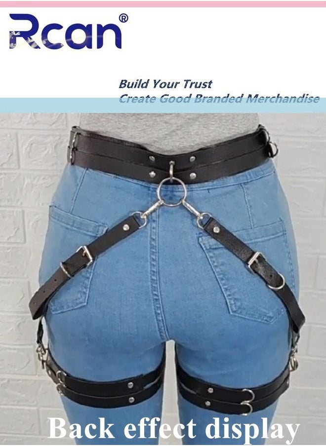 Rcan - Leather Belt Leg Loop Waist Leg Body Chain Garter Fashion Body Accessories Punk Rock Waist Chain for Women - Image 1