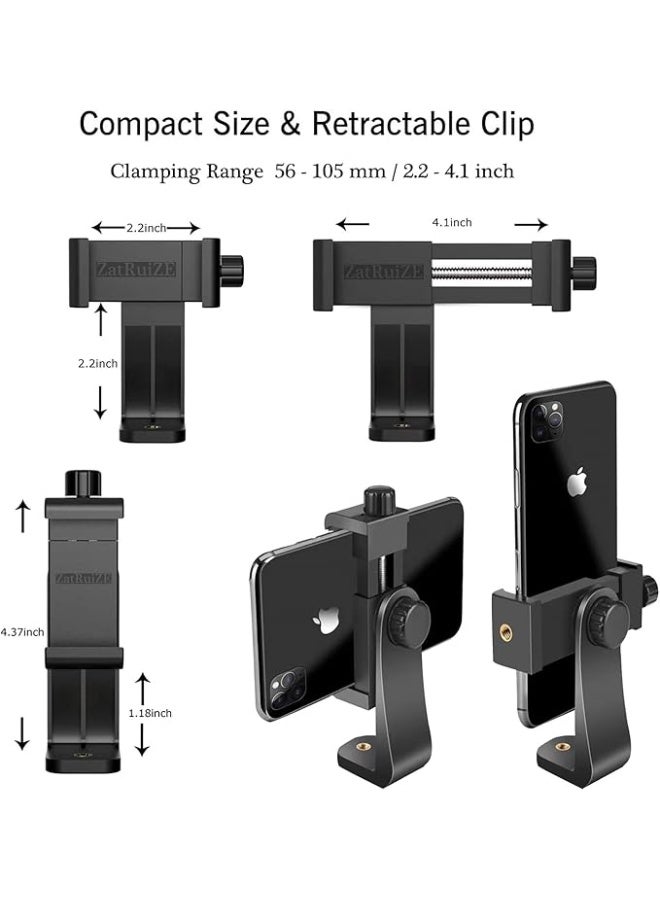 Tripod Mount & Cell Phone Holder Clip – 1/4 Inch Screw Adapter – 360° Rotation – 2 in 1 Smartphone Clamp - Image 3
