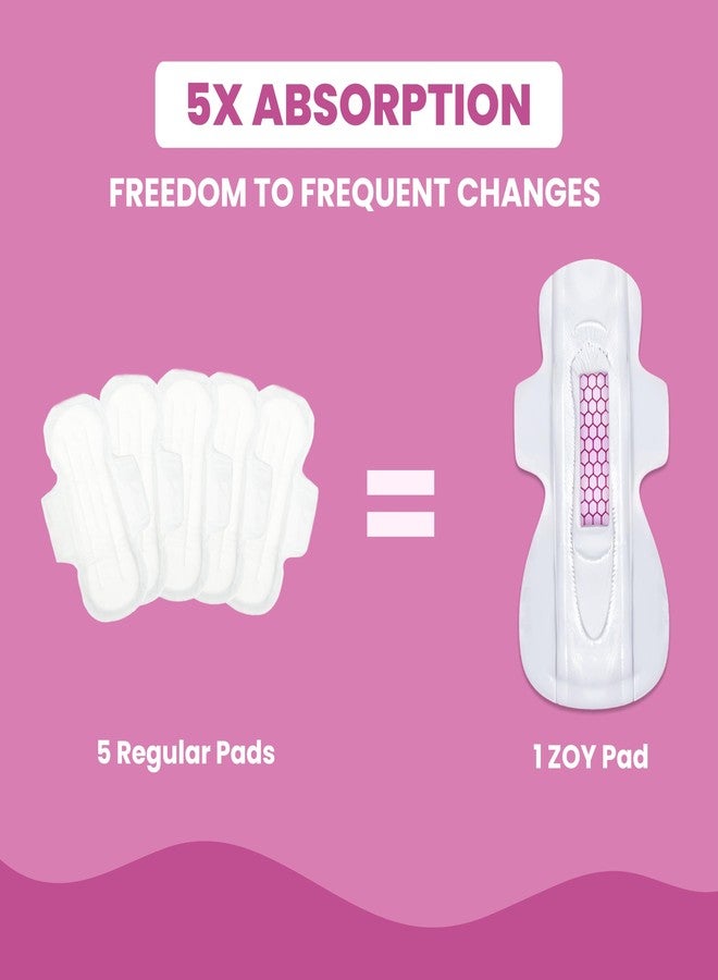 ZOY Graphene Sanitary Pads for Women XL Heavy Flow | Anti-Bacterial Protection | Rash-Free, High Absorbency, Breathable Cotton, Odour Control | Ultra Thin Leak Lock Pads | 10 Pads - Image 2