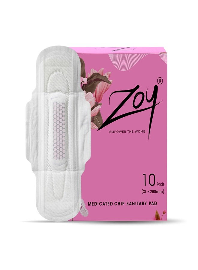 ZOY Graphene Sanitary Pads for Women XL Heavy Flow | Anti-Bacterial Protection | Rash-Free, High Absorbency, Breathable Cotton, Odour Control | Ultra Thin Leak Lock Pads | 10 Pads - Image 1