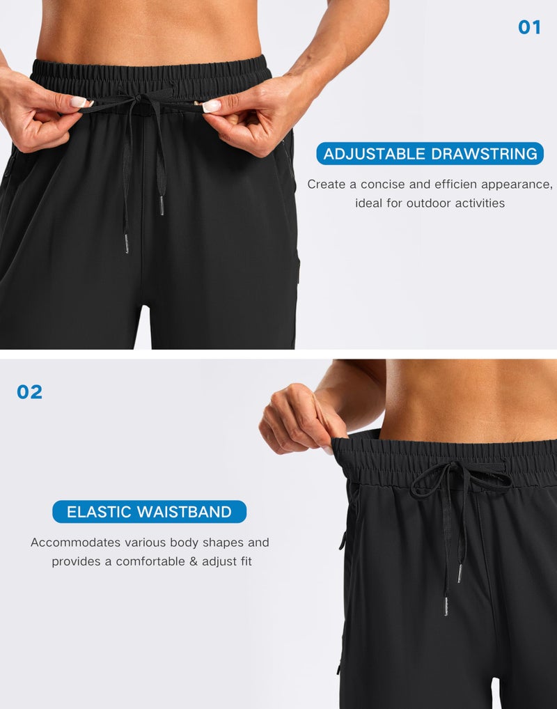 SANTINY Women's 15" Long Shorts Below The Knee Capri Hiking Cargo Shorts Lightweight Quick Dry Elastic Waist for Casual (Black_XL) - Image 5