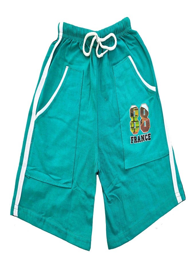 Okara Boy's Cotton Shorts with Pockets_10-11 Year (Green & Red)-(Pack of 02) - Image 3