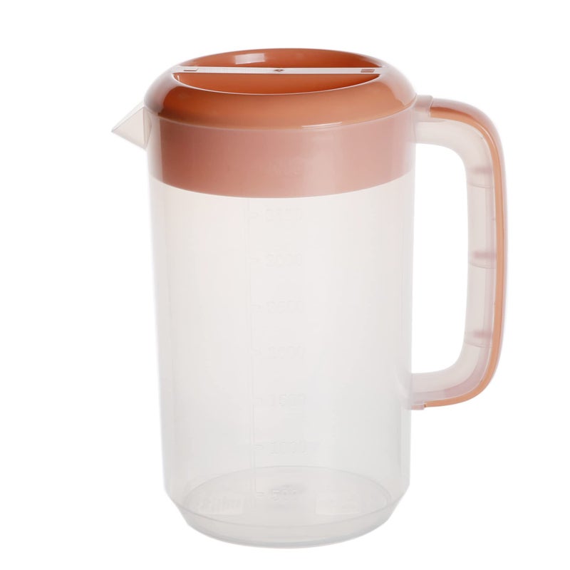 WedFeir 1 Gallon 4L Plastic Plastic Straining Pitcher with Lid Large Clear Water Carafe Jug Juice Mixing Pitcher with Strainers Cover Handles Measurements for Ice Tea Hot Cold Coffee Mix Drinks Pink