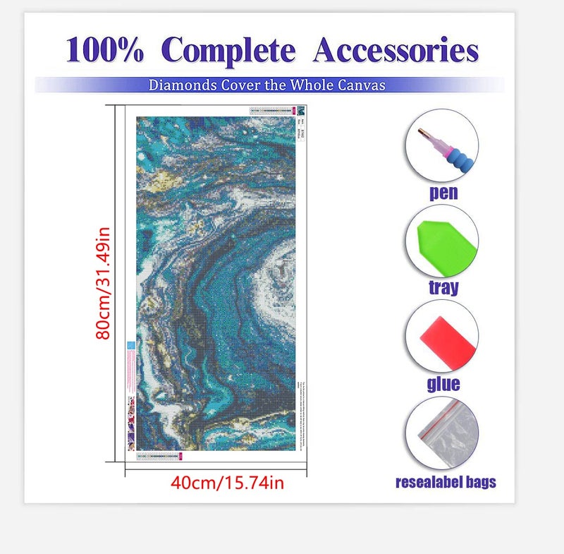 BOHADIY Diamond Painting Kits for Adults 5D Diamond Art Kits for Adults, Abstract Large Size 16x31 Inch DIY Full Drill Paintings with Diamonds Gem Art Crafts for Home Wall Decor - Image 3