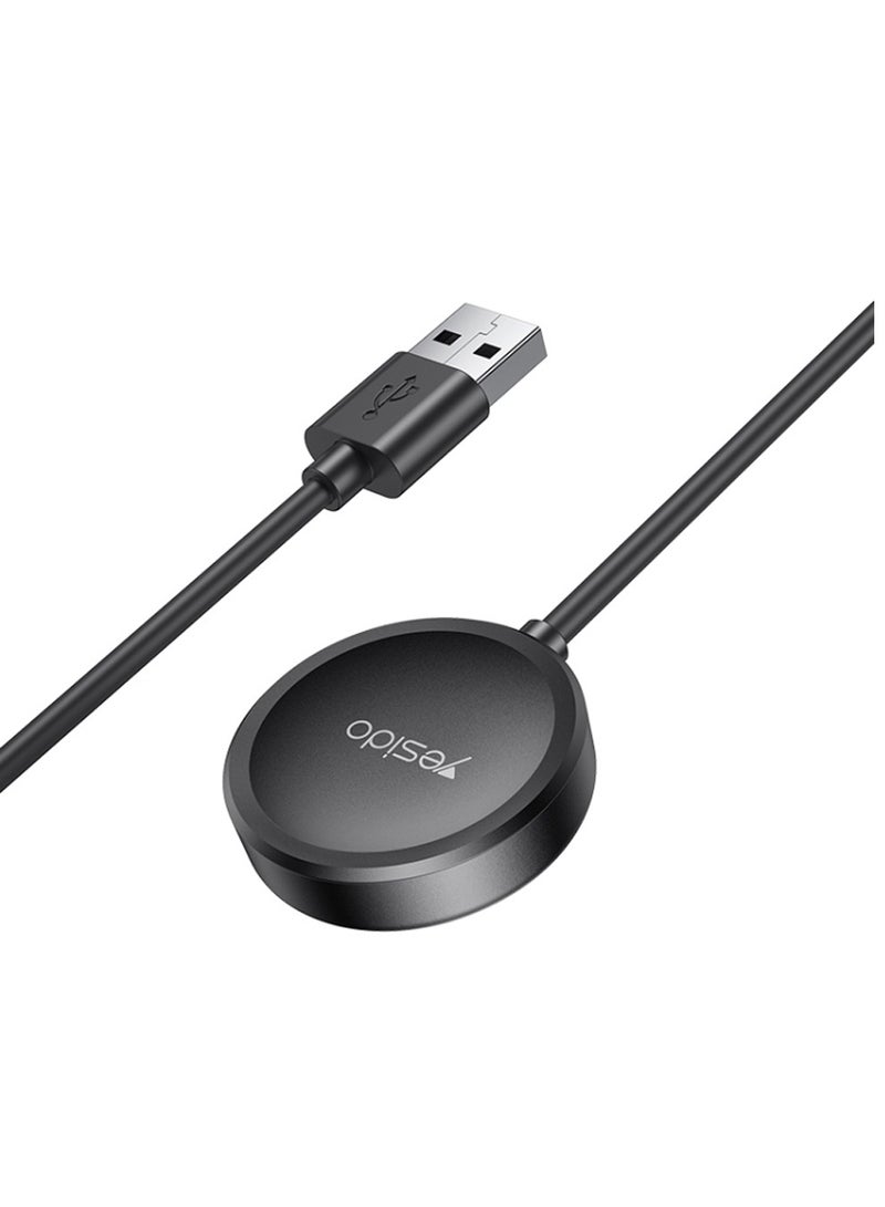 Yesido CA161 USB Magnetic Wireless Charger Cable 1M for Andriod / Samsung Smart Watch - Black - Image 1