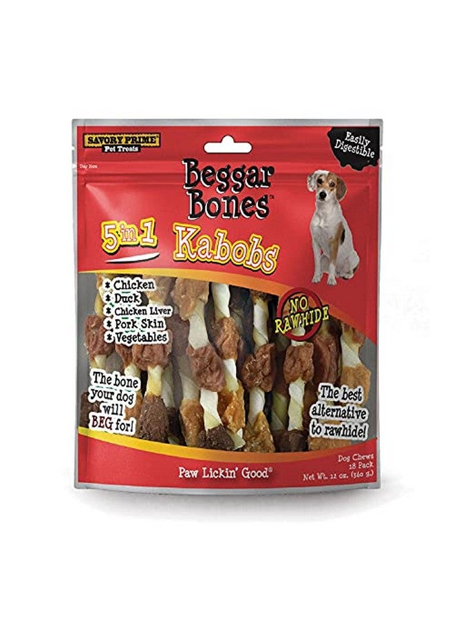 Savory Prime 8062091 8 in. Beggar Bones 5-in-1 Kabobs Grain Free Treat for Dogs - Pack of 1818