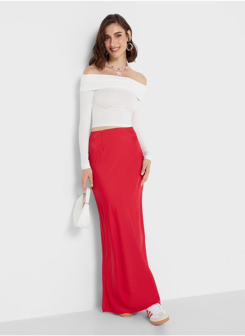 Ginger Satin Column Skirt  - Image 4