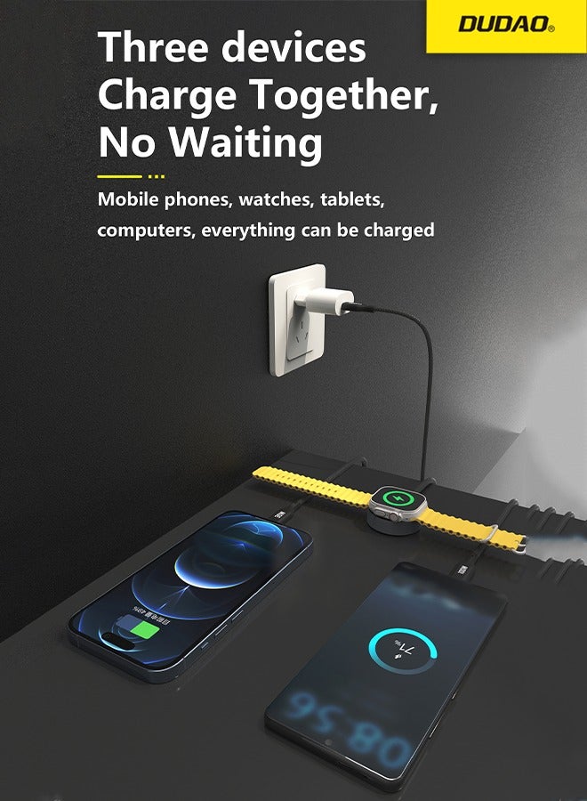 DUDAO 100W 3-in-1 Fast Charging Cable, Type-C to Type-C+Lightning+iWatch Wireless Charging Cable, Type-C 100W, PD 30W, Wireless 2.5W, Suitable for Various Models of Mobile Phones on the Market and iWatches. - Image 3