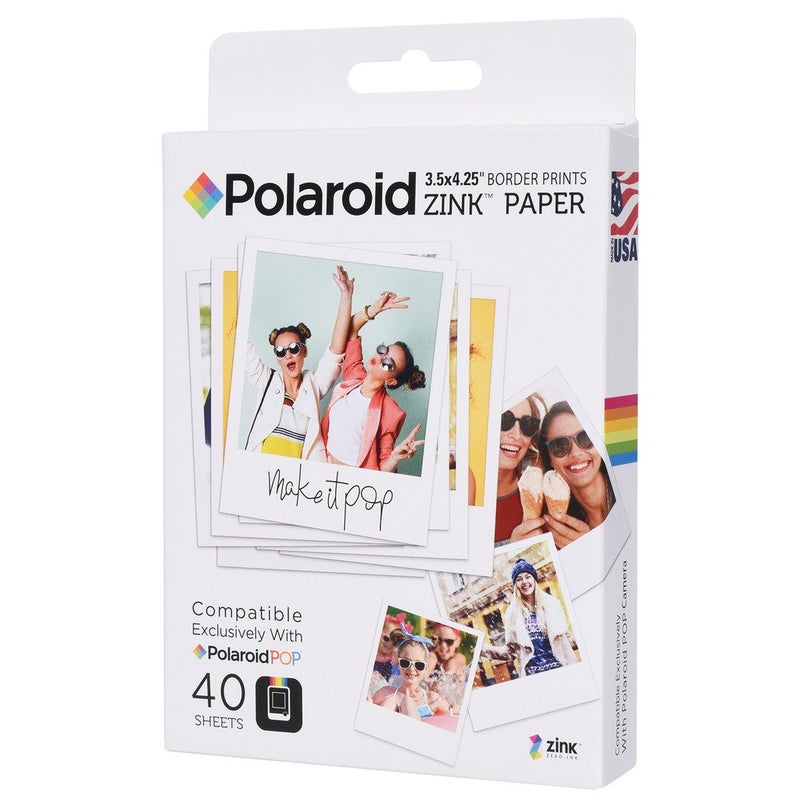 Polaroid Zink Polaroid 3.5 x 4.25 inch Premium Zink Border Print Photo Paper (40 Sheets) Compatible with Polaroid POP Instant Camera & Polaroid 3x4 Printer - Image 1