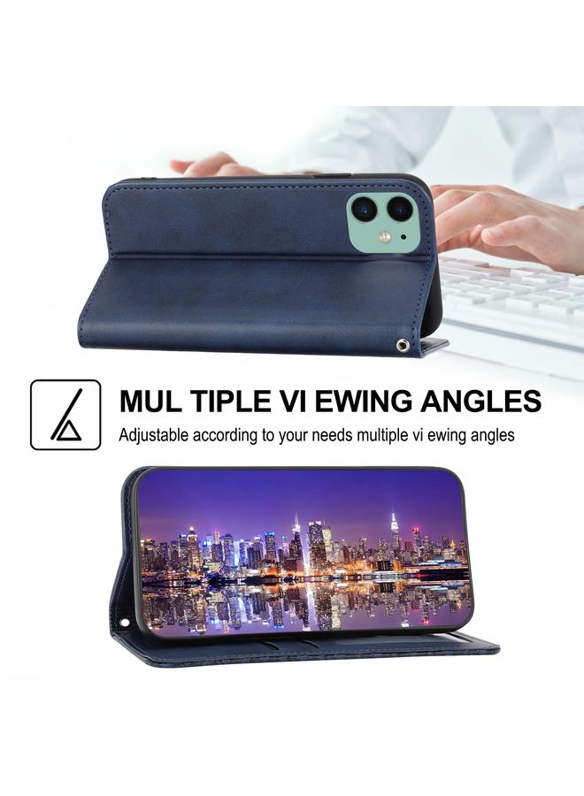 اس-توب جراب هاتف iPhone 11 من الجلد بتصميم شبكي مكعب مع إغلاق مغناطيسي وملمس جلد العجل - Image 5