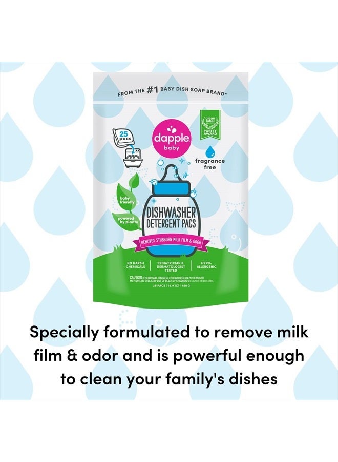 dapple Dishwasher Detergent Pacs by Dapple Baby, 25 Count Pouch (Pack of 2), Fragrance Free, Plant Based & Hypoallergenic Dishwasher Pods - Removes Milk Residue & Odor - Dishes, Baby Bottles & Kitchenware  - Image 2
