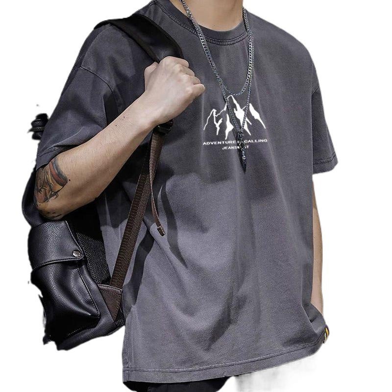 Pure Cotton Heavy Half Sleeve Hong Kong Style Summer Short Sleeve Trendy Brand Ins Men'S Simple Fashion Pure Cotton T-Shirt Simple All-Match Wide - Image 3