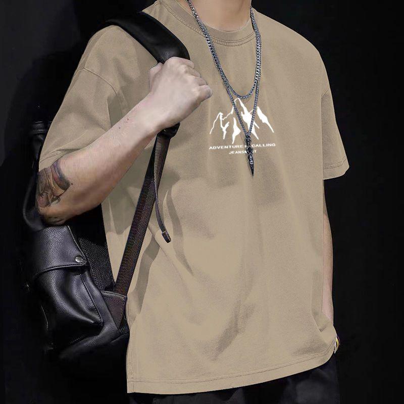 Pure Cotton Heavy Half Sleeve Hong Kong Style Summer Short Sleeve Trendy Brand Ins Men'S Simple Fashion Pure Cotton T-Shirt Simple All-Match Wide - Image 4