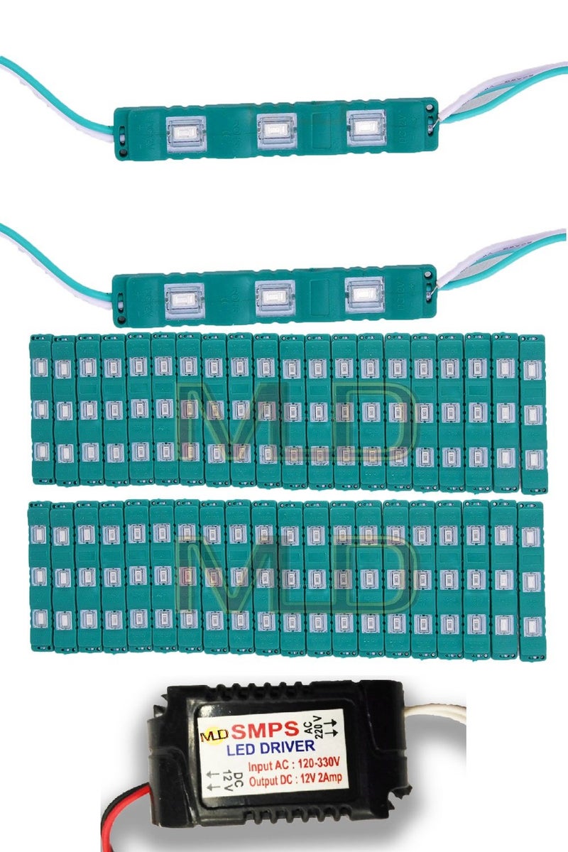 MLD 3 LED strips 12V Waterproof 56305730 LED SMD Injection module Green Green 40 module Combo Offer With 12V Dc Driver Free2 Amp