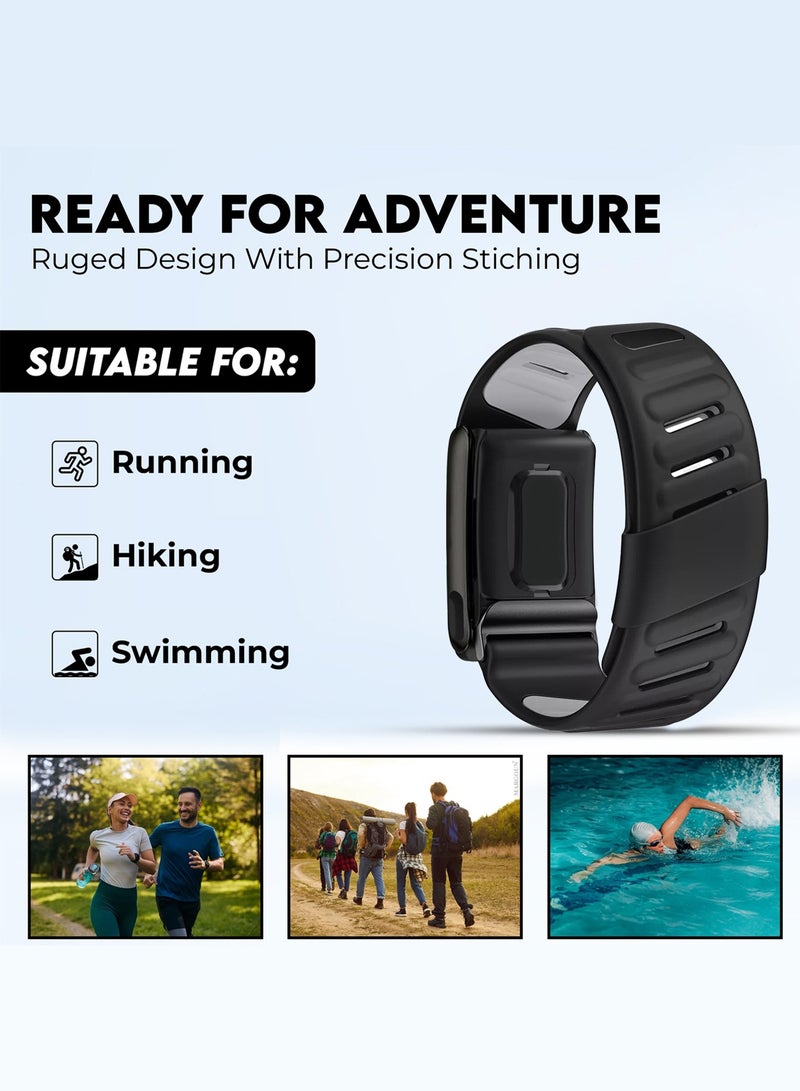 CATANES Silicone Sports Replacement Strap for Whoop 5.0 / Whoop 5.0 Life (MG Model) - MG - Adjustable and Waterproof Wristband - Black - Image 3