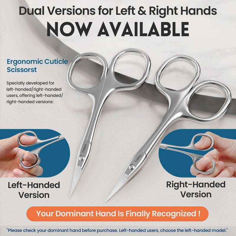 THRAU Right-Handed Cuticle Scissors â€“ Surgical Grade Stainless Steel with Sharp Curved Tip for Cuticles, Nails, Eyebrows, Eyelashes, Nose Hair & Beard â€“ Ideal for Manicure & Precise Grooming - Image 2