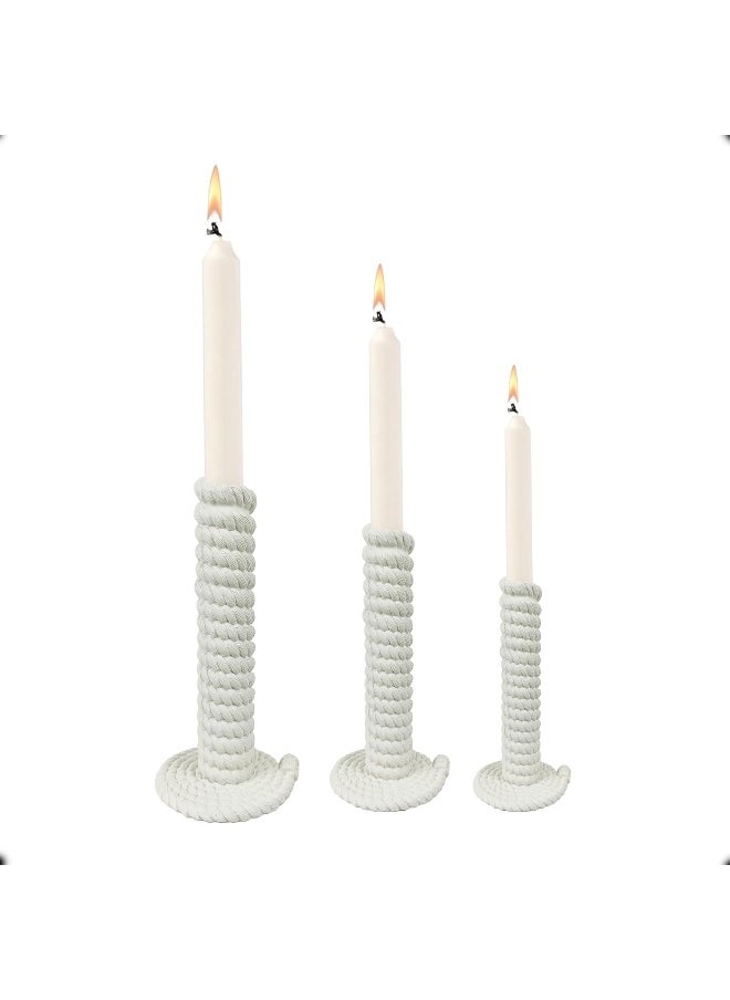 YINZUO YINZUO Modern Decorative Stylish Candle Holder White Plastic Fiber Taper Candle Holder with Artistic Open Best Design for Home Decor, Dining Table, or Mantel Display (Design 4)  - Image 1