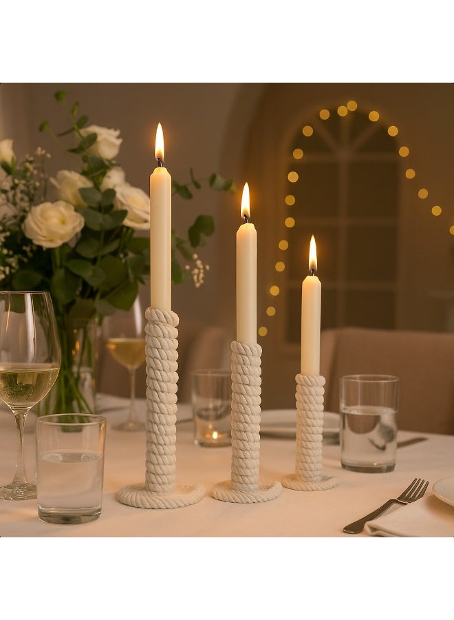 YINZUO YINZUO Modern Decorative Stylish Candle Holder White Plastic Fiber Taper Candle Holder with Artistic Open Best Design for Home Decor, Dining Table, or Mantel Display (Design 4) - Image 1
