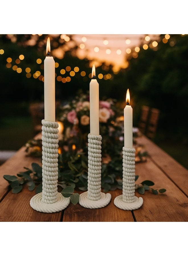 YINZUO YINZUO Modern Decorative Stylish Candle Holder White Plastic Fiber Taper Candle Holder with Artistic Open Best Design for Home Decor, Dining Table, or Mantel Display (Design 4) - Image 5
