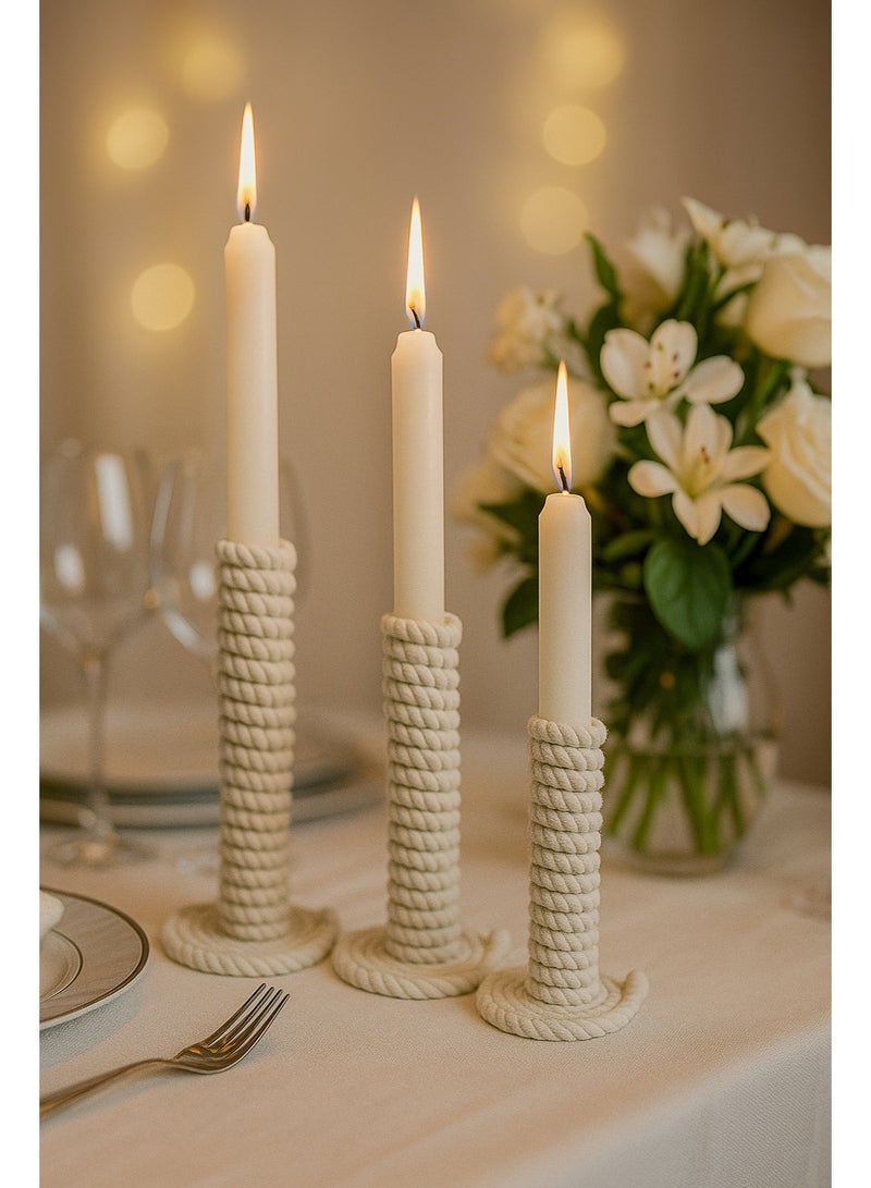 YINZUO YINZUO Modern Decorative Stylish Candle Holder White Plastic Fiber Taper Candle Holder with Artistic Open Best Design for Home Decor, Dining Table, or Mantel Display (Design 4) - Image 2