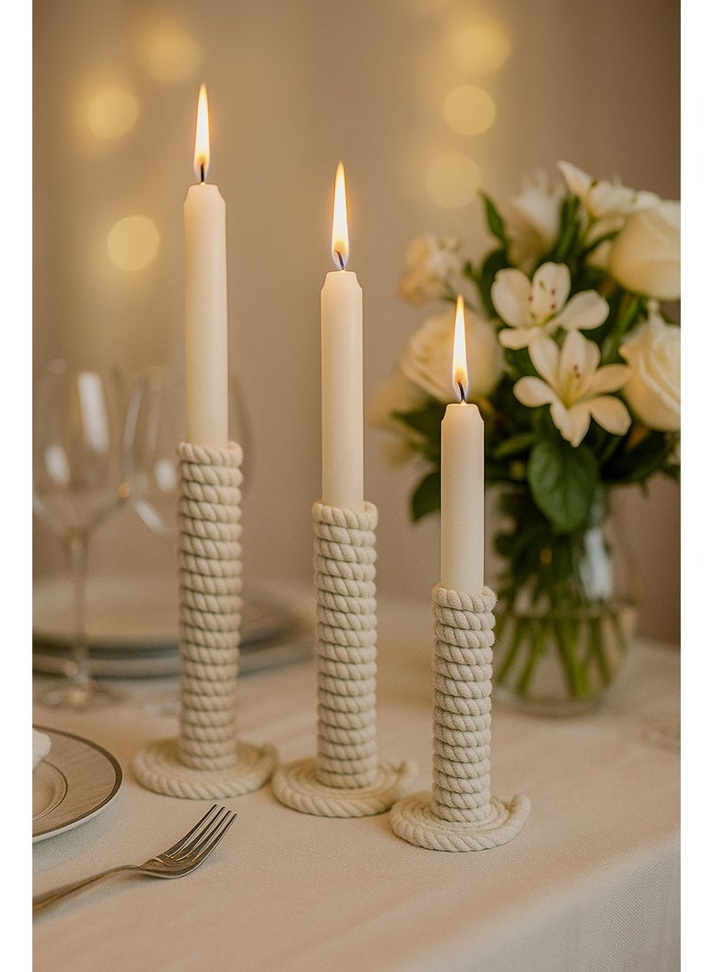 YINZUO YINZUO Modern Decorative Stylish Candle Holder White Plastic Fiber Taper Candle Holder with Artistic Open Best Design for Home Decor, Dining Table, or Mantel Display (Design 4) - Image 4