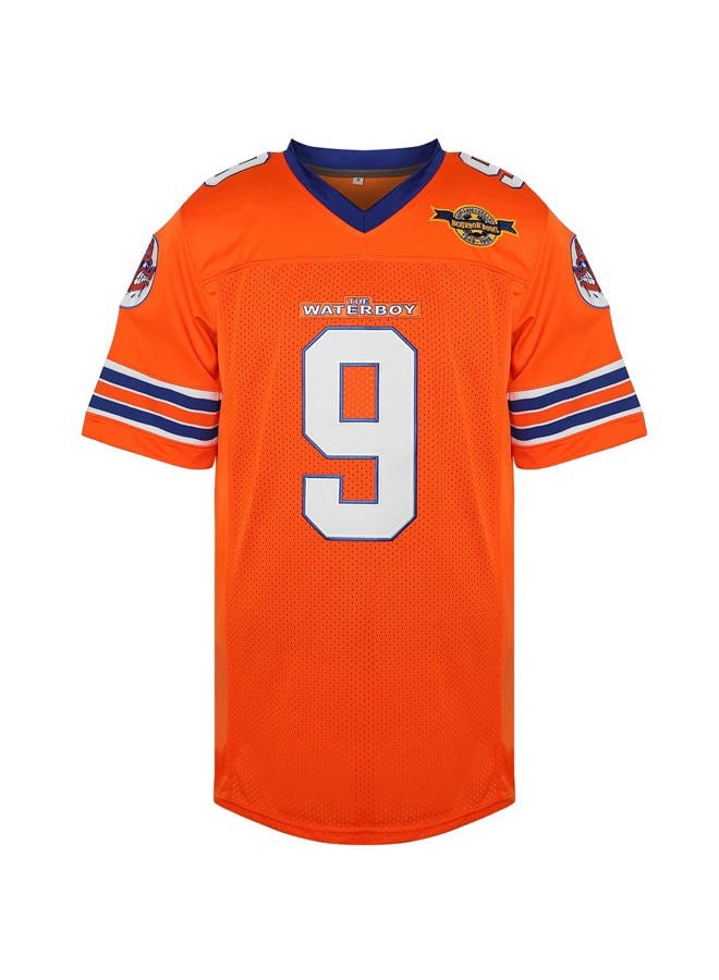 Phoneutrix Bobby Boucher #9 The Waterboy Adam Sandler Movie Mud Dogs Bourbon Bowl Football Jersey - White, orange, M - Image 1