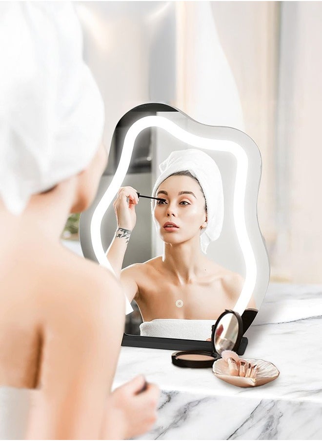 XiuWoo Large Personalized Smart Touch Control Electric Tabletop Makeup Mirror, Vanity Mirror with Three Color Lighting Modes, Marble Base for Makeup Desk, Bedroom, Dressing Room  - Image 5