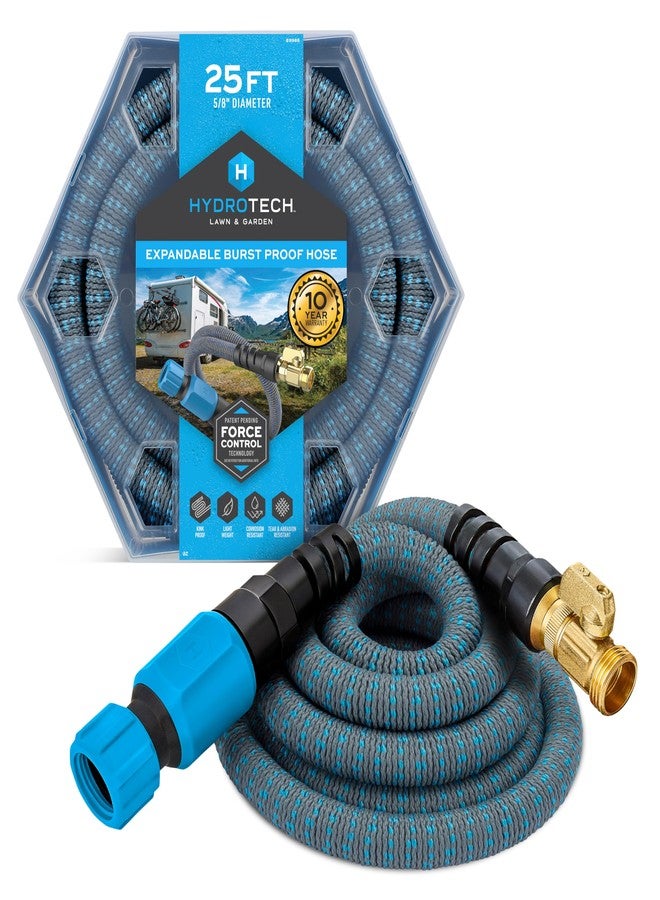 HydroTech 5/8" 25 ft Expandable Garden Hose - Flexible, Lightweight, Durable and Burst-Proof Hose with Reinforced Latex Core and Solid Brass Fittings - Great for Lawn Care, Garden, and Car Washing - Image 1