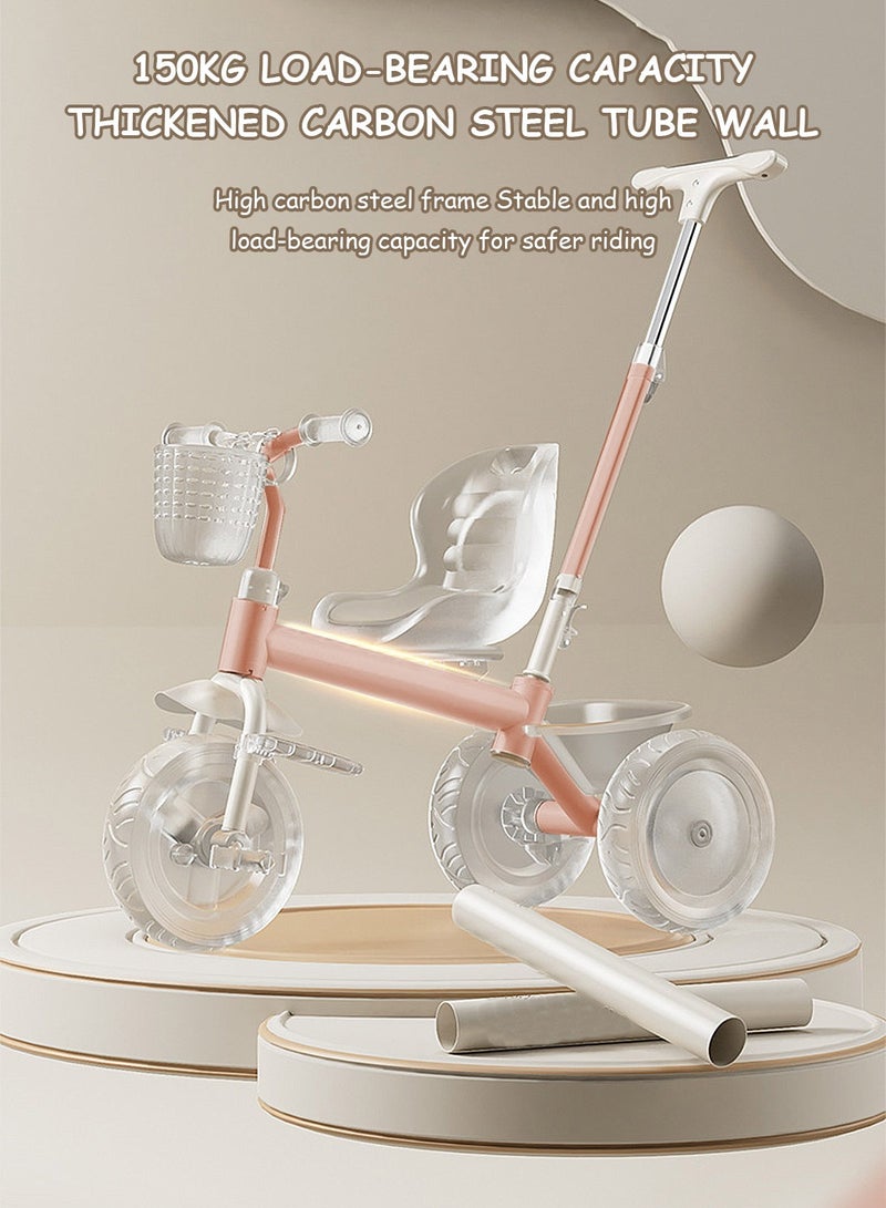 MaBaby 2 In 1 Kids Tricycles for Toddler, with Storage Basket, Adjustable Seat and Removable Push Handle, Kids Trike for 1-6 Years Boys and Girls Indoor Outdoor - Image 2