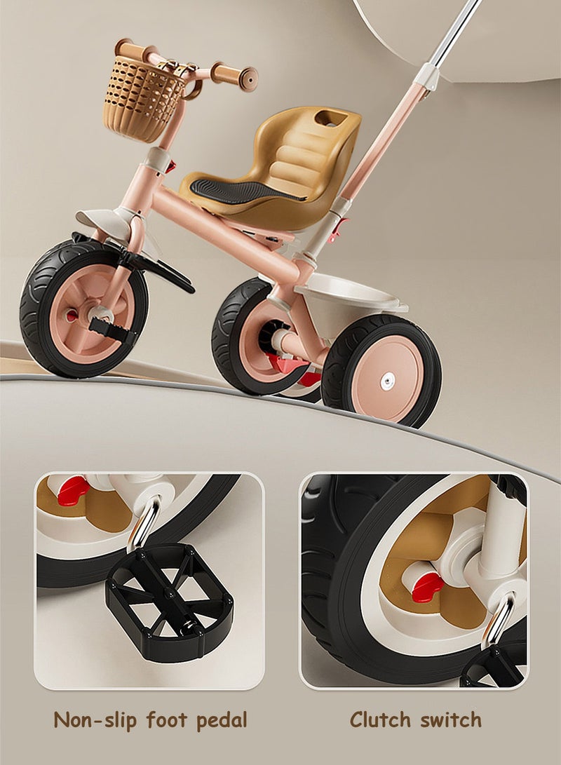 MaBaby 2 In 1 Kids Tricycles for Toddler, with Storage Basket, Adjustable Seat and Removable Push Handle, Kids Trike for 1-6 Years Boys and Girls Indoor Outdoor - Image 3