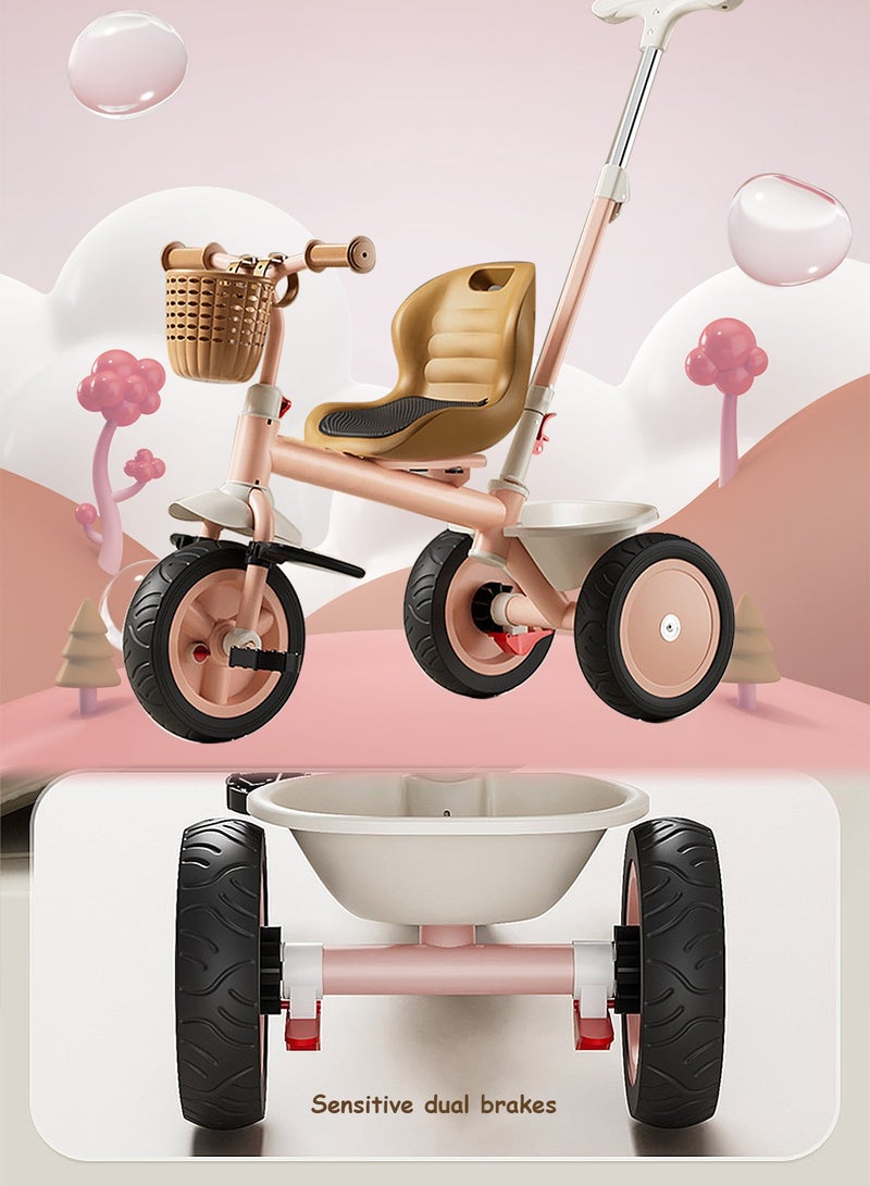 MaBaby 2 In 1 Kids Tricycles for Toddler, with Storage Basket, Adjustable Seat and Removable Push Handle, Kids Trike for 1-6 Years Boys and Girls Indoor Outdoor - Image 4