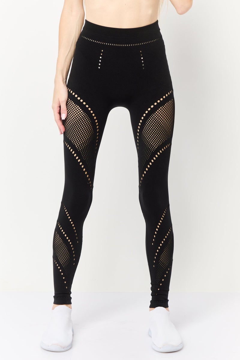 STELLA MCCARTNEY Women Pointelle Leggings, Black  - Image 1