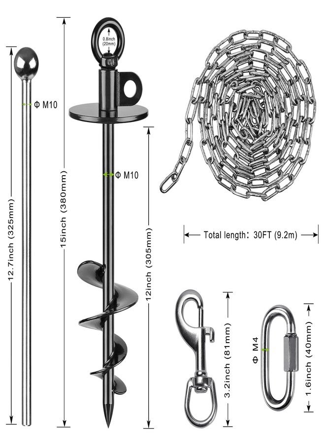 Lifeswell Dog Tie Out Chains and Stake, 30ft Chew Proof Stainless Steel Dog Chains for Outside, 15" Heavy Duty Dog Anchor for Dogs Up to 125lbs, Fully Welded, No Tangle, Ideal for Yard and Camping - Image 2