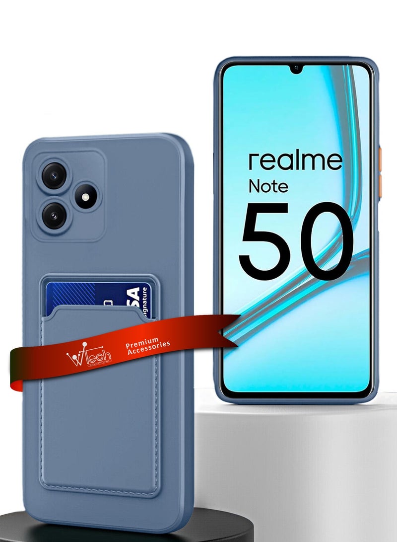 دبليو تيك غطاء حماية من السيليكون TPU مع حامل البطاقة لهاتف Realme Note 50 4G 2024 رمادي - Image 1