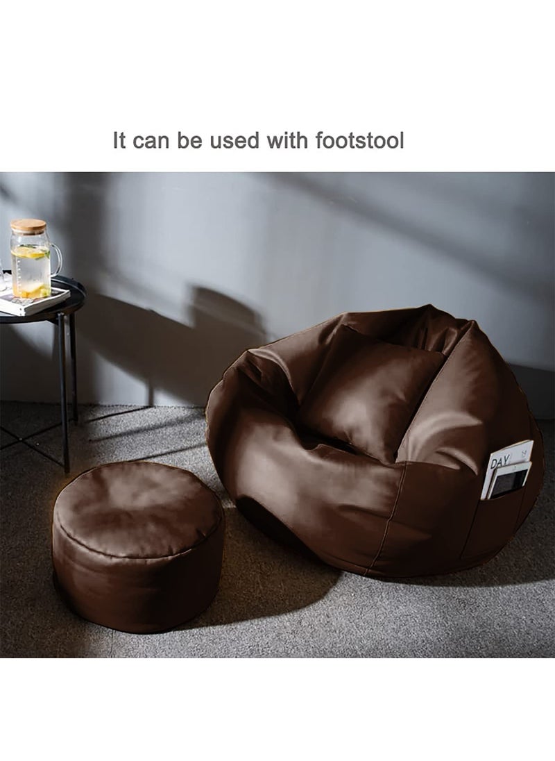 Kitepro Kitepro 4XL Bean Bag with Beans with Footstool Cushion Ready to Use Faux Leather Bean Bag Chair Brownn XXXXL  - Image 2